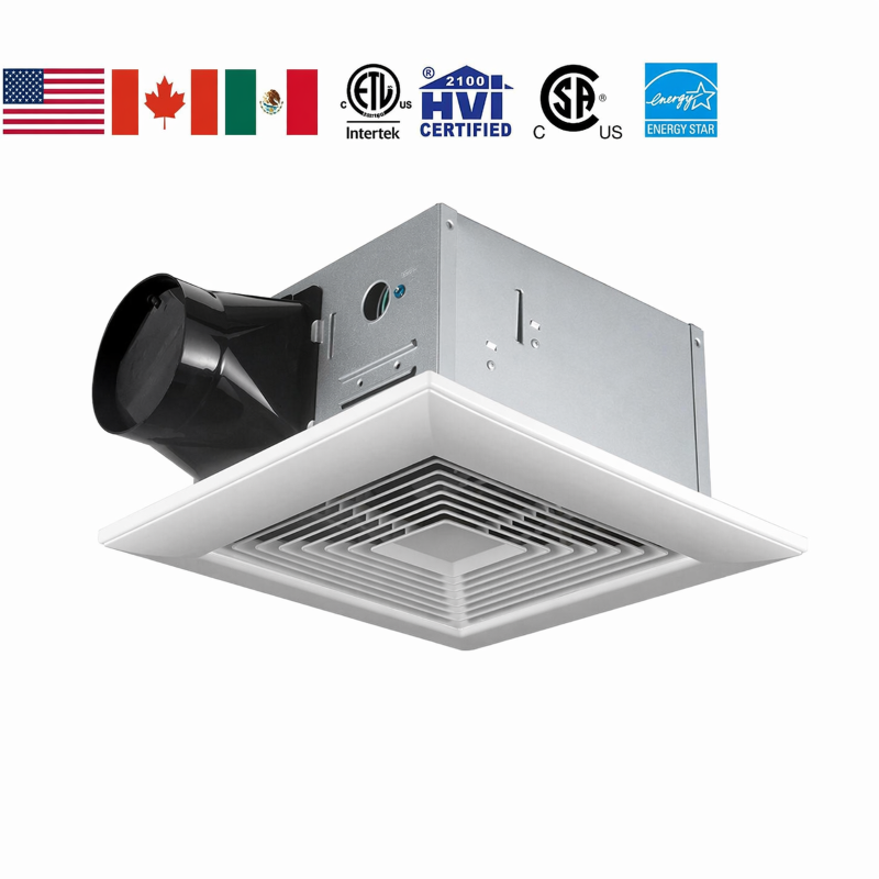 8 Inch AC Bathroom Exhaust Fan with Humidity Sensor and Delay Timer, ETL HVI Certified