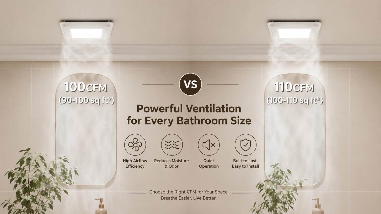 100 CFM vs 110 CFM bathroom exhaust fan